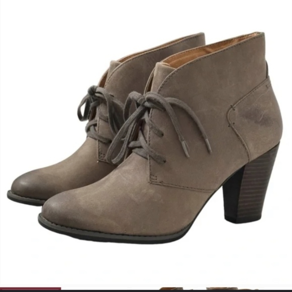 Women's Taupe Lace-Up Ankle Booties